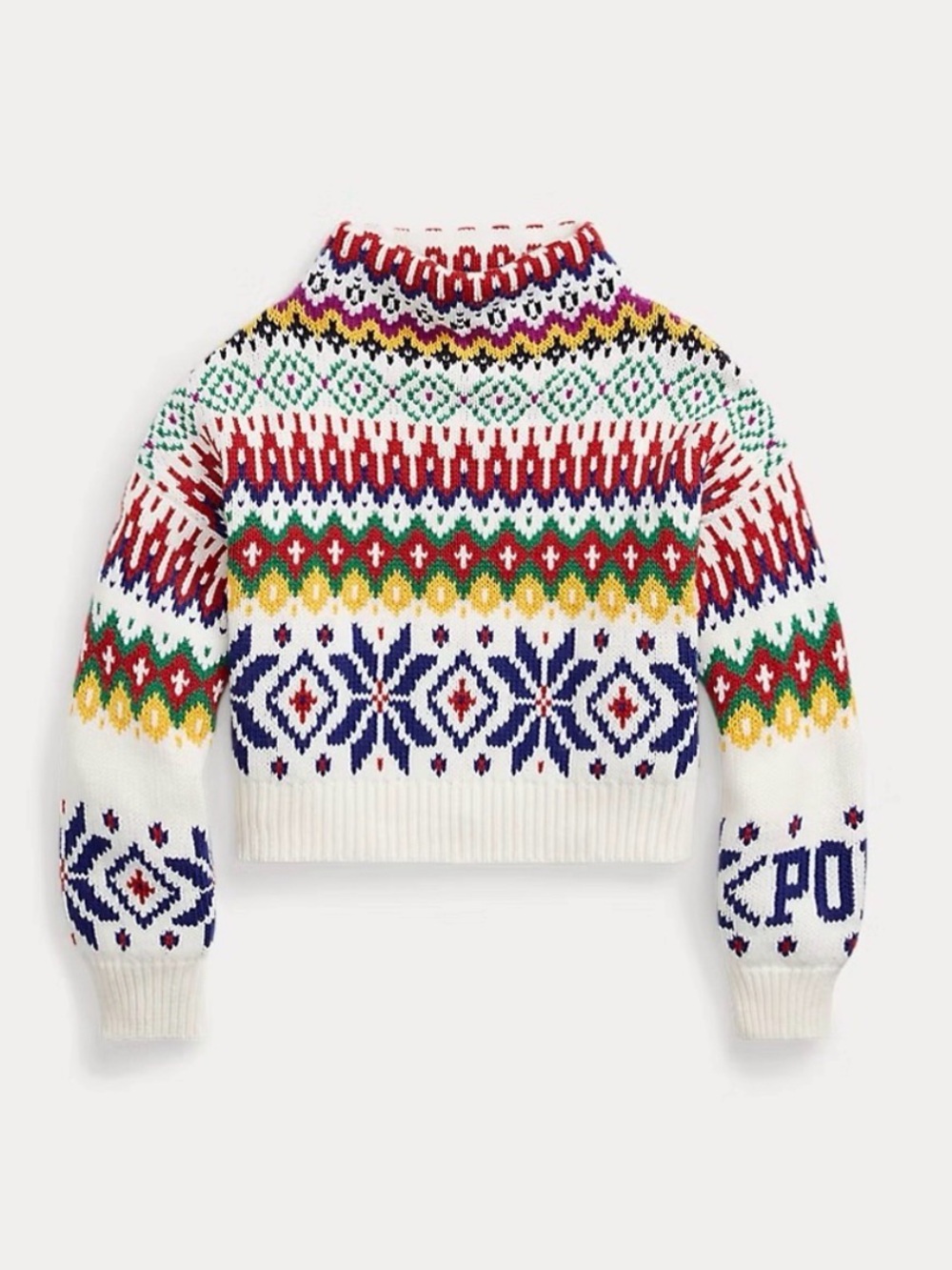Ralph Lauren White Multicolor Fair Isle Sweater